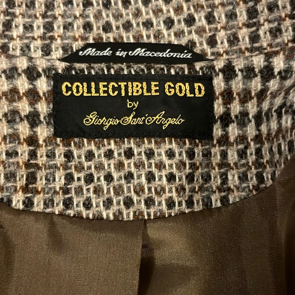 Brown Wool Plaid One Button Vintage Blazer By Georgia Sant’Angelo - Picture 4 of 13